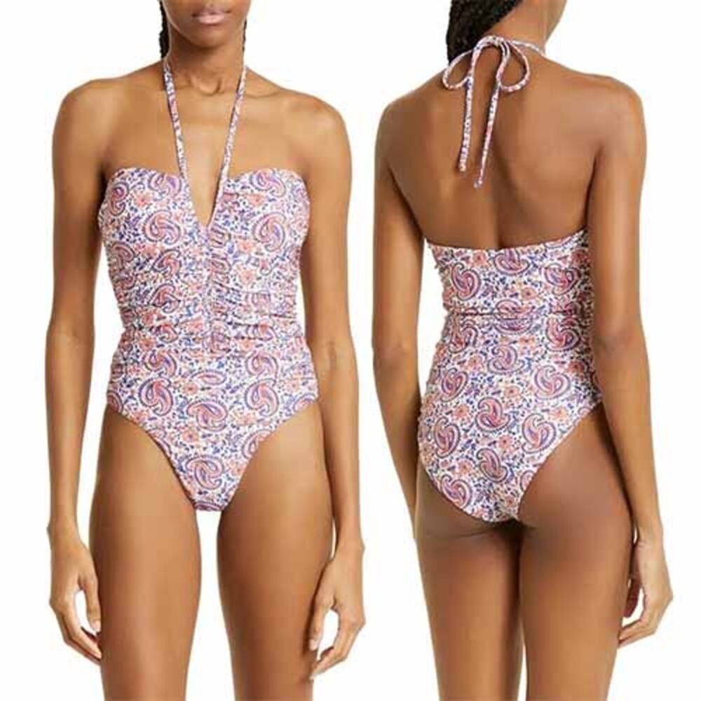 NWT Veronica Beard Hazina Paisley Ruched One-Piece Swimsuit Size: Small
